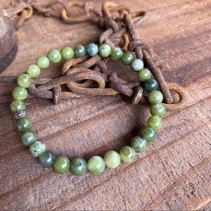 ✨BOHO GREEN JADE STONE MALA BEAD BRACELET 6mm